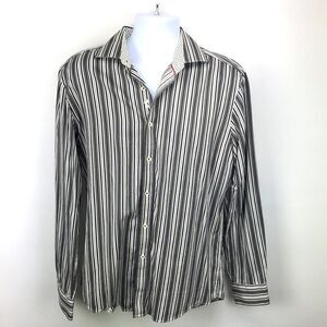 Bugatchi Mens Button Down Collared Dress Shirt Size L